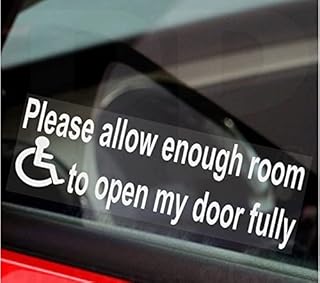 1 x Sticker Please Allow Enough Room To Open My Door Fully Disabled Window Sign 150mm x 50mm Car Van Truck Vehicle Disability Mobility Leave Self Adhesive Vinyl Handicapped Logo