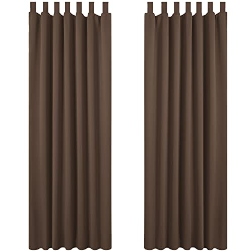 Deconovo - Juego de 2 Cortinas térmicas aislantes antifrías con Patas para salón Moderno, decoración marrón, 140 x 260 cm