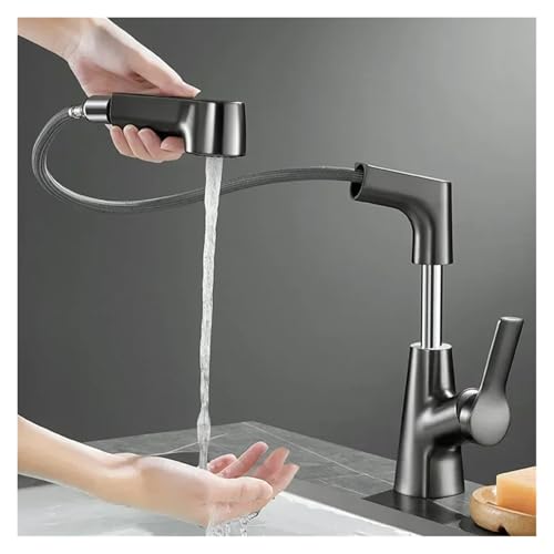 Grifo giratorio extraíble plateado con tres modos de agua 5