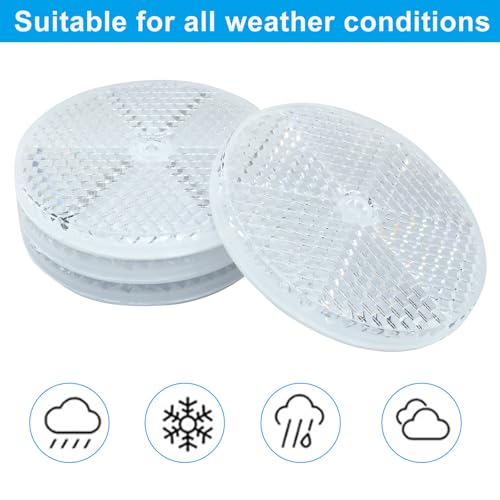 Image of 6 Pack White Round Reflector, Front Reflector with Mounting Screw, Safety Reflectors for Driveway, Trailer, Posts