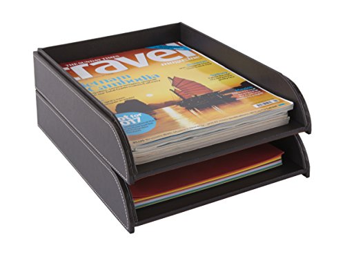 Osco Faux Leather Letter Tray - Bruin - Afbeelding 7