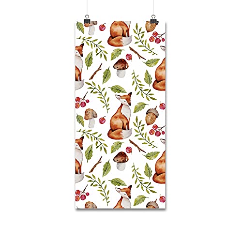 Papier peint tissu entoilage résistant lavable motif fox plantes forêt - 3