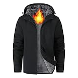 Buytop Men's Waterproof Ski Snow Jacket Fleece Lined Warm Winter Rain Jacket with Hood(5088Black02-M)
