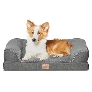 Bedsure Cama Ortopédica Perros Grandes – Sofá para Perros con Espuma Viscoelástica, Cómodo Lugar para Dormir en tamaño 71×58 cm, Sofá para Perros Lavable, Gris