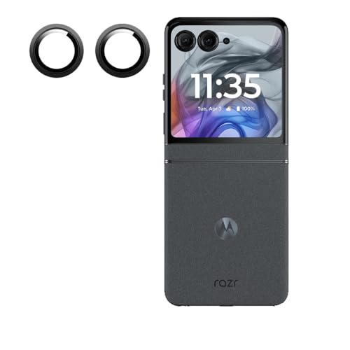 Image of Amazon Brand - Solimo Glass Camera Lens Protector Protector Ring for Motorola Razr 50 Ultra Case Friendly with Edge to Edge Coverage and Easy Installation (Black)