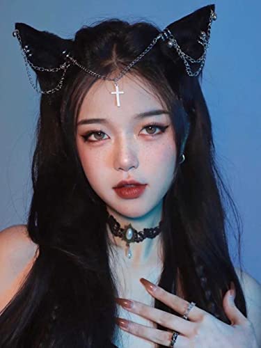 Image of VIGVAN Handmade Wolf Fox Ears Animal Cosplay Cute Head Accessories for Halloween
