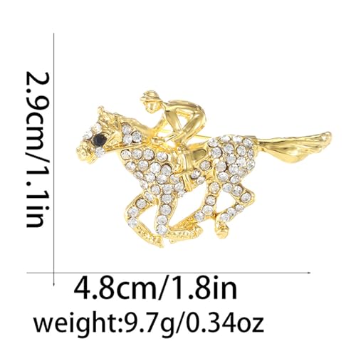 Image of Dreuyet Horse Brooch Pin Horse Racing Suit Lapel Pin for Women Men Rhinestone Antique Gold Horse Animal Brooch Clothing Outfits Accessory Jewelry