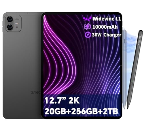 TECLAST Artpad Pro Tablet 12.7 Pulgadas 2K, Helio G99, 20 GB RAM, 256 GB, Doble SIM 4G LTE | 4 Altavoces |13MP+8MP |10000mAh 30W Carga rápida| Android 15 Tablet Gaming| 5G WiFi | Incluye Pen
