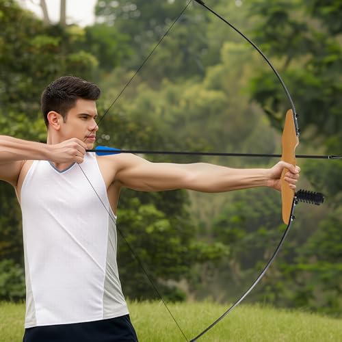 SERfawnCH Pfeil und Bogen 30lbs Set für Erwachsene und Anfänger - Recurve Jagdbogen mit Carbon Pfeilen, Bogenschießen Ausrüstung (Holzbogen, Einsteiger) 5 SERfawnCH Pfeil und Bogen 30lbs Set für Erwachsene und Anfänger - Recurve Jagdbogen mit Carbon Pfeilen, Bogenschießen Ausrüstung (Holzbogen, Einsteiger) – Bild 5