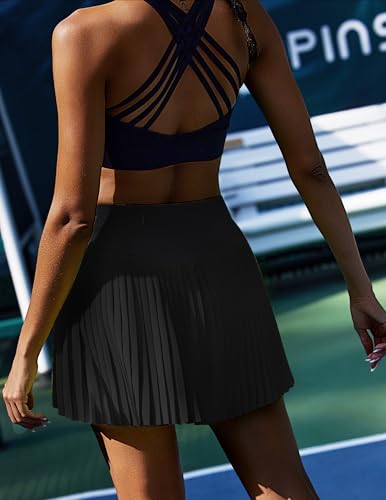 PINSPARK Pleated Tennis Skirt for Women High Waisted Athletic Skirts with Shorts Pockets Golf Workout Pickleball Skort Skirts2