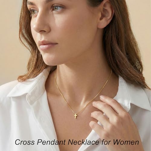 Mothers Day Gifts for Mom Cross Necklace for Women Girls, Dainty 14K Gold Silver Plated Cross Choker Jewelry Non Tarnish Waterproof Cute Simple Small Necklace Christian Baptism Religious Faith Jewelry Gifts - Image 3