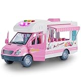 choopheme Ice Cream Trucks Toys for Toddlers 3-5 with 3 Different Flashing Lights & Sound, Friction-Powered Wheels Light Up Toy Ice Cream Kids Playset Food Trucks Christmas Birthday Gift 3 4 5 Girl