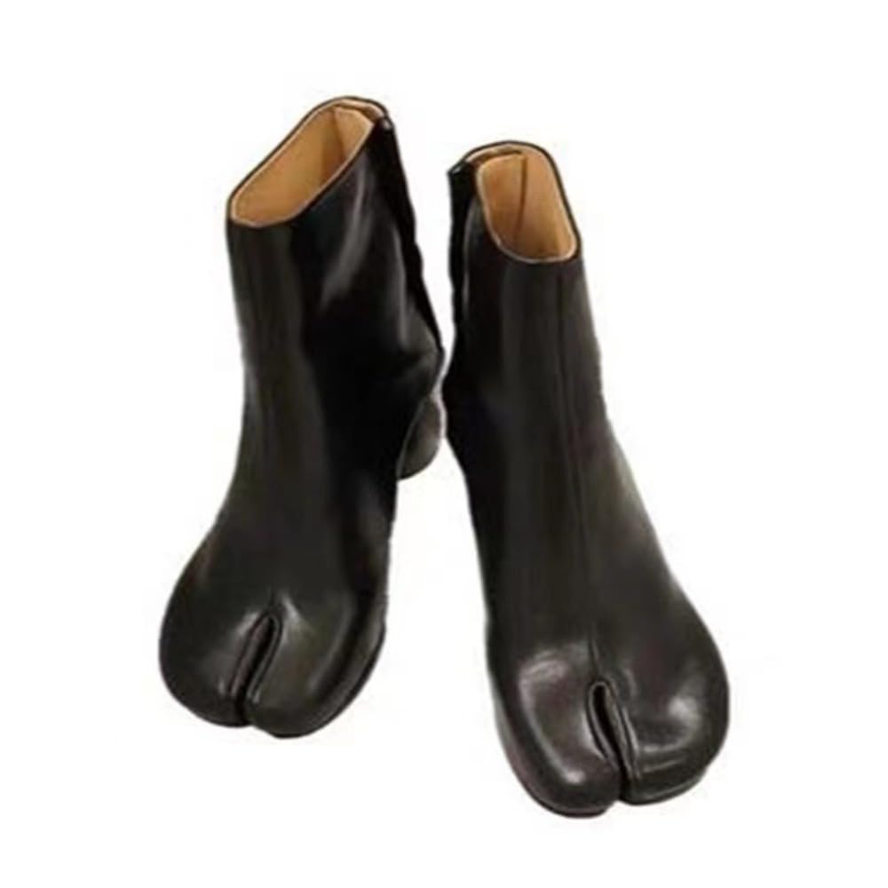 Tabi Boots Winter Sonw Shoes Western Trendy Chunky Heels Slouchy Cowboy Lightweight Ankel Support Non-Slip Zipper Jazz Training