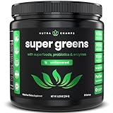 NutraChamps Super Greens Powder Premium Superfood | 20+ Organic Green Veggie Whole Foods | Alfalfa, Spirulina, Chlorella & More | Antioxidant, Digestive Enzyme & Probiotic Blends | Unflavored
