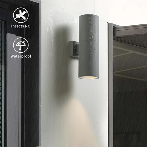 Image of mirrea 18 inch Modern Outdoor Porch Light in 2 Lights, Matte Gray, 2 Pack