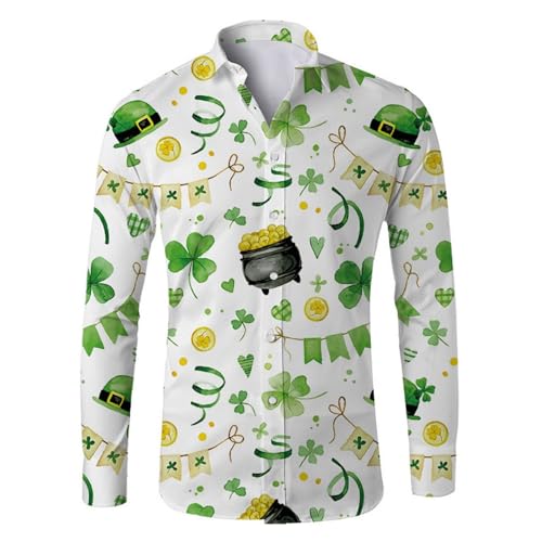 Camisetas de San Valentín para hombre, regalos de cumpleaños para hombre, a la moda, para hombre, estampado del día de San Patricio, camisa casual de moda para hombre, beige, 3XL