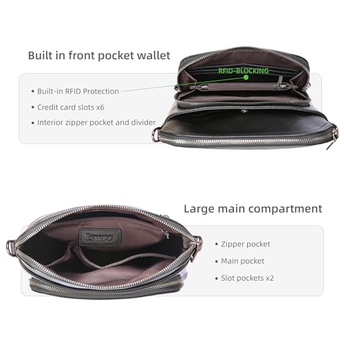 Image of Iswee Leather Crossbody Bags for Women Multi Pockets Medium Shoulder Bag Lightweight Functional Travel Purse