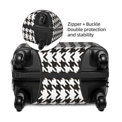 Travel Luggage Cover Protector - Houndstooth Black And White Washable Suitcase Covers For 18-32 Inch Luggage4
