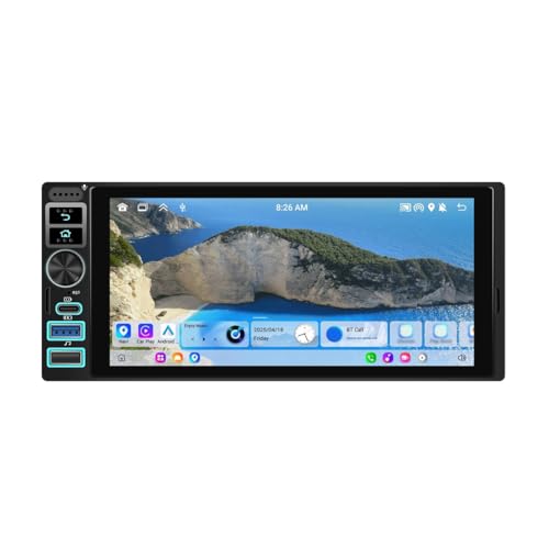 Gundhgstrr Radio para Coche de 6,9 Pulgadas con un Solo DIN, CarPlay Inalámbrico, Android Auto, Android 15, 2 GB + 64 GB, Estéreo Multimedia para Coche, Reproductor MP5, FM, WiFi, Bluetooth.