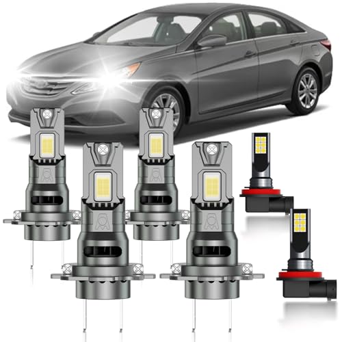 HUOKEDS for Hyundai Sonata 2011-2014 Fog Lights Bulbs Combo 4pcs Super Bright White Dual Beam and Fog Lights Blubs Package 1:1 Size as Stock Bulbs Plug and Play