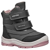 Geox Baby FLANFIL Girl B ABX Snow Boot, Anthracite/DK Pink, 2 UK Child