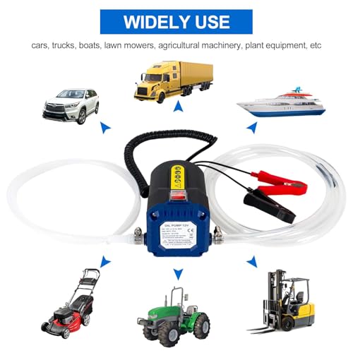 LEMOTO 12V 80W Dieselpumpe, Ölabsaugpumpe Elektrische Umfüllpumpe, Saugpumpe für Ölwechsel mit Schlauch