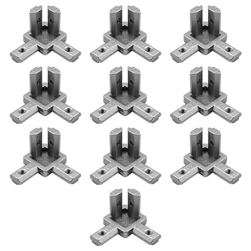 Tiardey 10 Pcs 3-Way Aluminium Profile Corner Connector 20x20,Solid Corner Bracket and 304 Stainless Steel Screws for Standard Extrusion Profile Made of Alloy