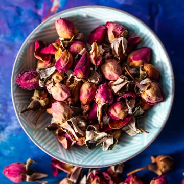 Brotes de rosa roja fragantes de grado alimenticio de 100 g, adecuados para decorar pasteles y galletas, tés, cócteles y mucho más - No. 225 Cover