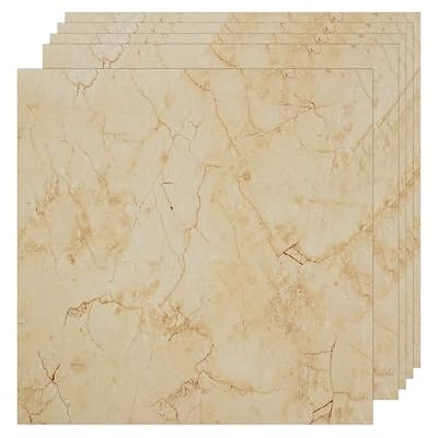 VallisCo 30-Pack Peel and Stick Vinyl Floor Tiles, 12"x12" Self-Adhesive Waterproof Peel and Stick Flooring Planks DIY for Bathroom, Kitchen, Living Room, Cover 30 Sq. Ft Beige