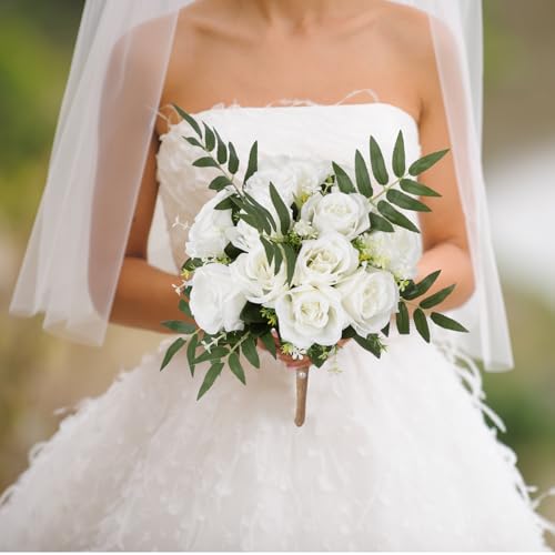 Vlovelife Wedding Bouquet for Bride, Artificial Rose Bridal Bouquet 9