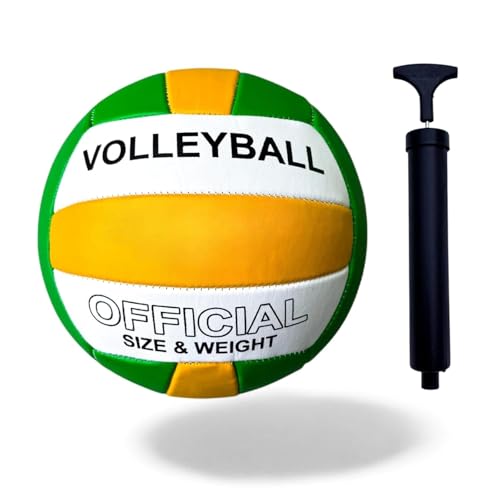Image of Playzoo Volleyball, Match Ball, 12 Panels, Genuine Leather Pasted, Butyl Threadwounded Bladder, As Per VFI Standard, to Play on All Indoor & Outdoor Surfaces (Size - 4) (Design2)