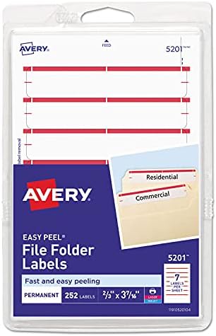 Avery Productos de consumo - Etiquetas de archivo permanentes, 11/16"x3-7/16", 252/PK, rojo oscuro - Se vende como 1 paquete - Crea un aspecto