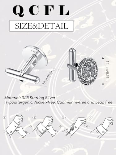 Mancuernillas de Plata 925 Estilo Signos Zodiacales para Hombre miniatura 2
