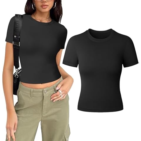 Women's Slim Fit Crew Neck Y2K Top Cover