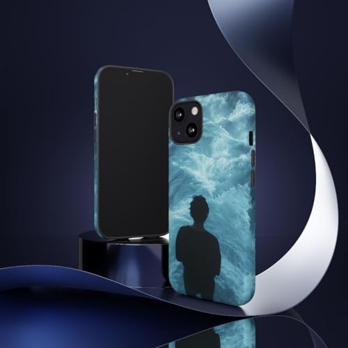 Coque rigide mate iPhone 13 bleue avec motif de vagues d'eau - 2