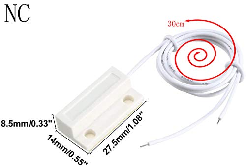 VISSQH 10 Paare NC Wired Tür Fenster Sensor Magnetschalter Haussicherheits Alarmsystem, Fenster- / Türkontaktsensor Verdrahtete Alarm Magnetischer Reedschalter（MC-38 Normalerweise Geschlossener）