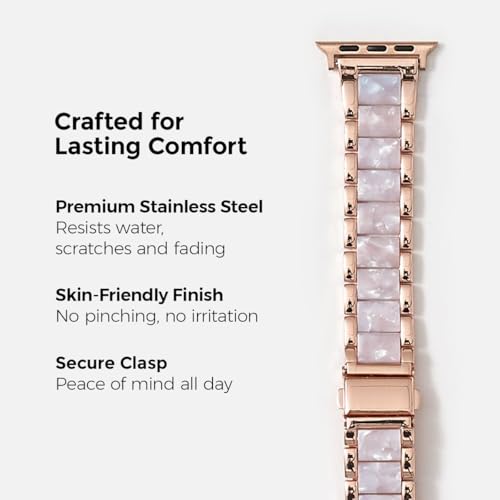Image of My Pretty Strap - Compatible Apple Watch Band Strap, Stainless Steel Fashion iWatch Replacement Strap- Easy Resizing, No Tool Needed, Fits Most Wrists- Series 1-11, SE and Ultra