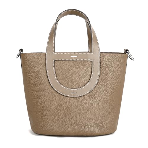 Genuine Leather Purse for Women: Designer Crossbody Bucket Bag for Ladies - Fashion Top-handle Handbag for Travel Work