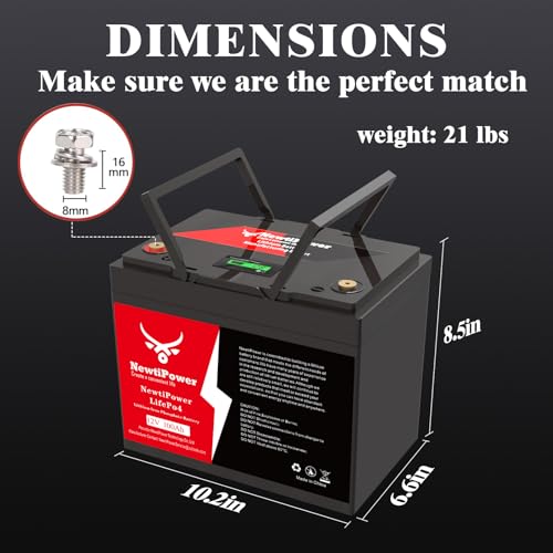 Image of 12V 100Ah Lithium LiFePO4 Battery with 100A BMS Grade A Cells Deep Cycle Rechargeable Battery,10000+ Cycles,Perfect for Golf Cart,Off Grid Applications (12.8V 100Ah)