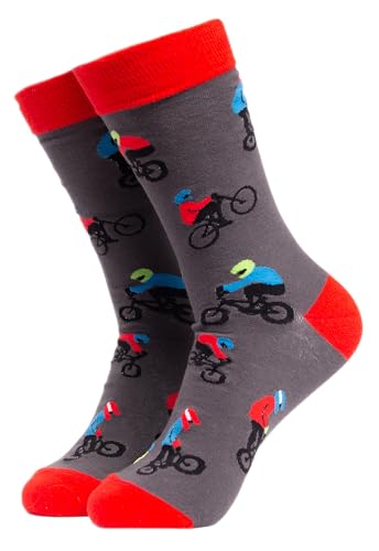 Soctopus - Soctopus Chaussettes Sport | Homme et Femme Chaussettes Fantaisie Sport Motif Drole | Chaussettes Coton Rigolotes Noël Cadeau (43-46, BMX (Noir))