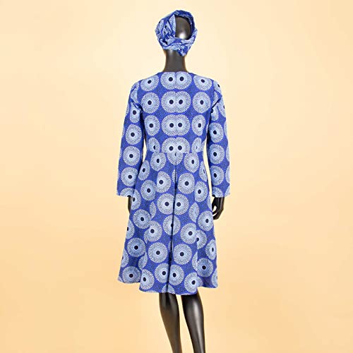 Image of African Dashiki Dresses for Women Party Flower Floral Fashion Culture Vintage+Headwrap 35x45 inch