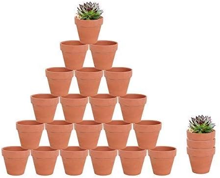 24 Pcs - 2.16" Small Mini Clay Pots Terracotta Pot Ceramic Pottery Planter Terra Cotta Flower Pot Succulent Nursery Pots - Great for Window Boxes, Cactus, Plants, Crafts, Wedding Favors