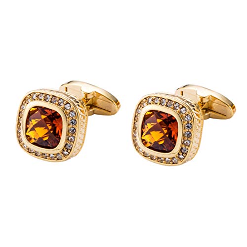 Mancuernillas de Cristal Topacio Dorado de Lujo miniatura 1