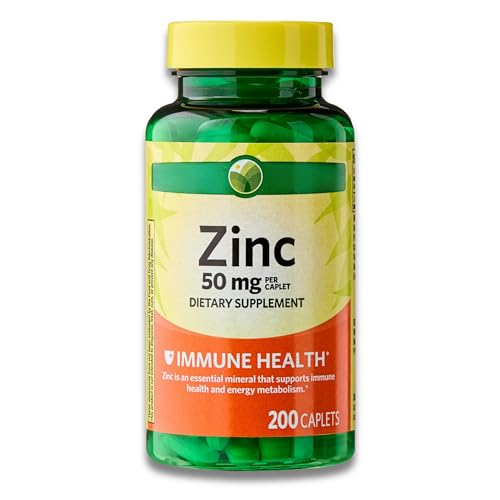 Spring Valley Zinc 50 mg | 200 Caplets | Dietary Supplement | Supports Immune Health & Energy Metabolism | Pack of 1