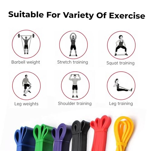 Image of Resistance Bands Set of 5 (Extra Light to Extra Heavy), Pull Up Bands for Men & Women, Exercise Bands for Strength Training, Home Workout, Gym Fitness, Stretching, Mobility, Yoga, Crossfit