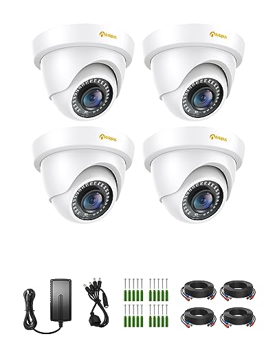 Anlapus 4pcs 1080P Cámara de Vigilancia Exterior Domo Cámara de Seguridad, 20M Visión Nocturna, para TVI DVR Kit de Videovigilancia