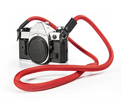 Eorefo Camera Strap Vintage 100cm Nylon Climbing Rope Camera Neck Shoulder Strap for Micro Single and DSLR Camera(Red) - Thumbnail 2
