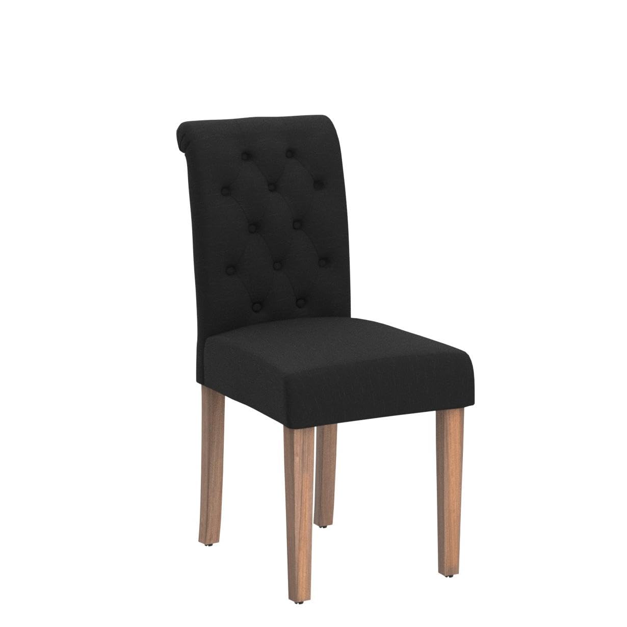 Yaheetech Juego de 2 Sillas de Comedor Silla Acolchada con Respaldo Alto Patas de Madera Silla Tela para Comedor Cocina Negra — view 4