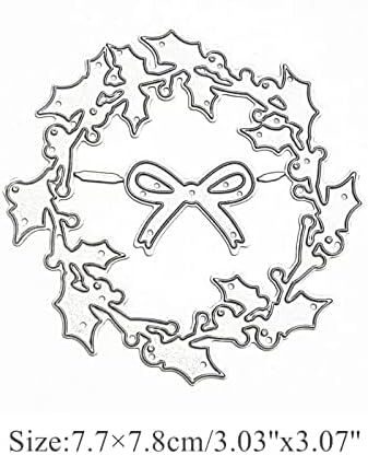 Miniatura 2 de Troqueles de metal para corona de hojas de acebo, hojas de arco, círculo redondo de Navidad, troqueles de corte DIY Scrapbooking Artist para