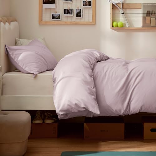 Image of Bedsure Twin /Twin XL Duvet Cover, Double Brushed Bedding Set, Pink Mocha | For Kids & Adults, 68 inchx90 inch Comforter Cover, Hotel Luxury, All Season, Breathable, Easy Care, Lightweight, Zipper Closure